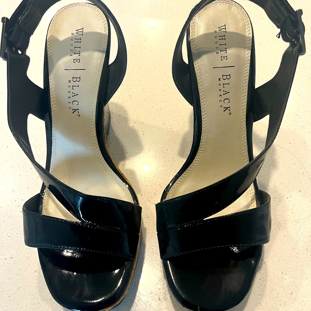 White House Black Market Glossy Black Heels